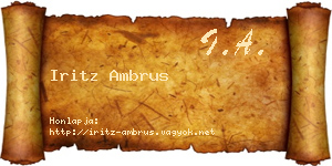 Iritz Ambrus névjegykártya